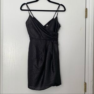 Metallic Faux Wrap Dress